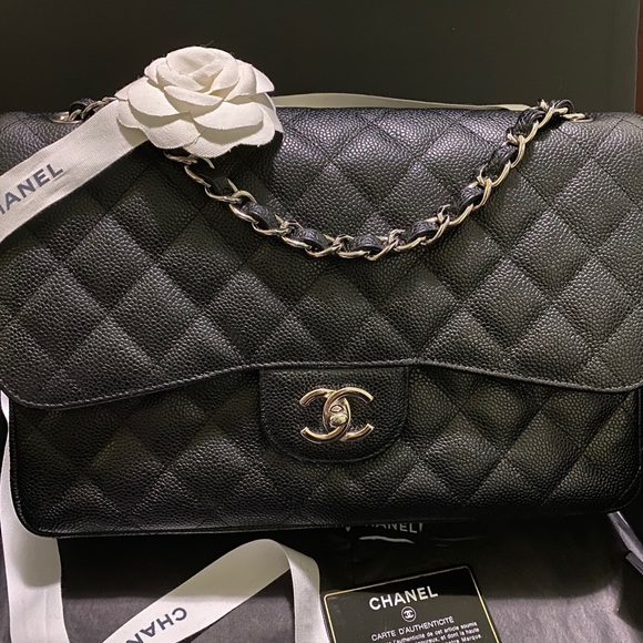 Chanel jumbo caviar classic double flap silver - Picture 4 of 13